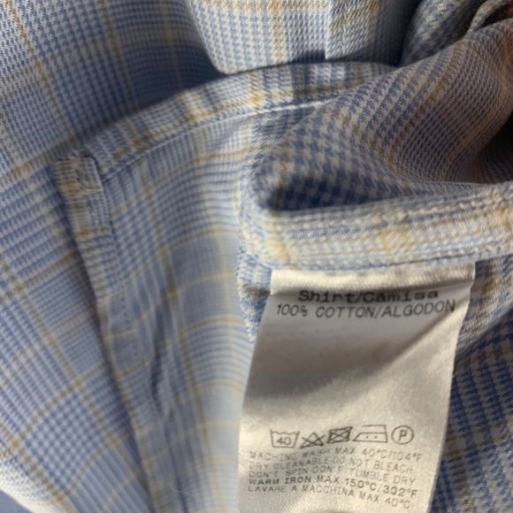 Ermenegildo Zegna Men's Blue Check Button Up Long Sleeve Dress Shirt Sz XXL 8779 - Picture 8 of 11